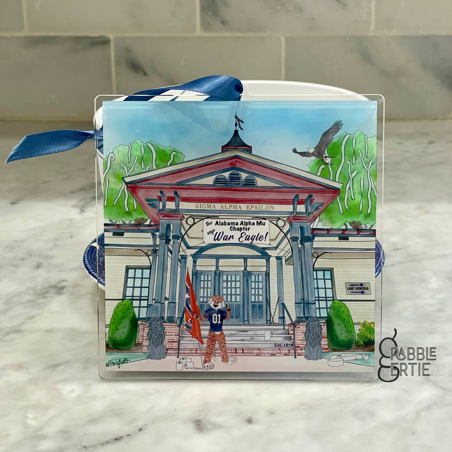 Auburn SAE House Watercolor Acrylic Ornament