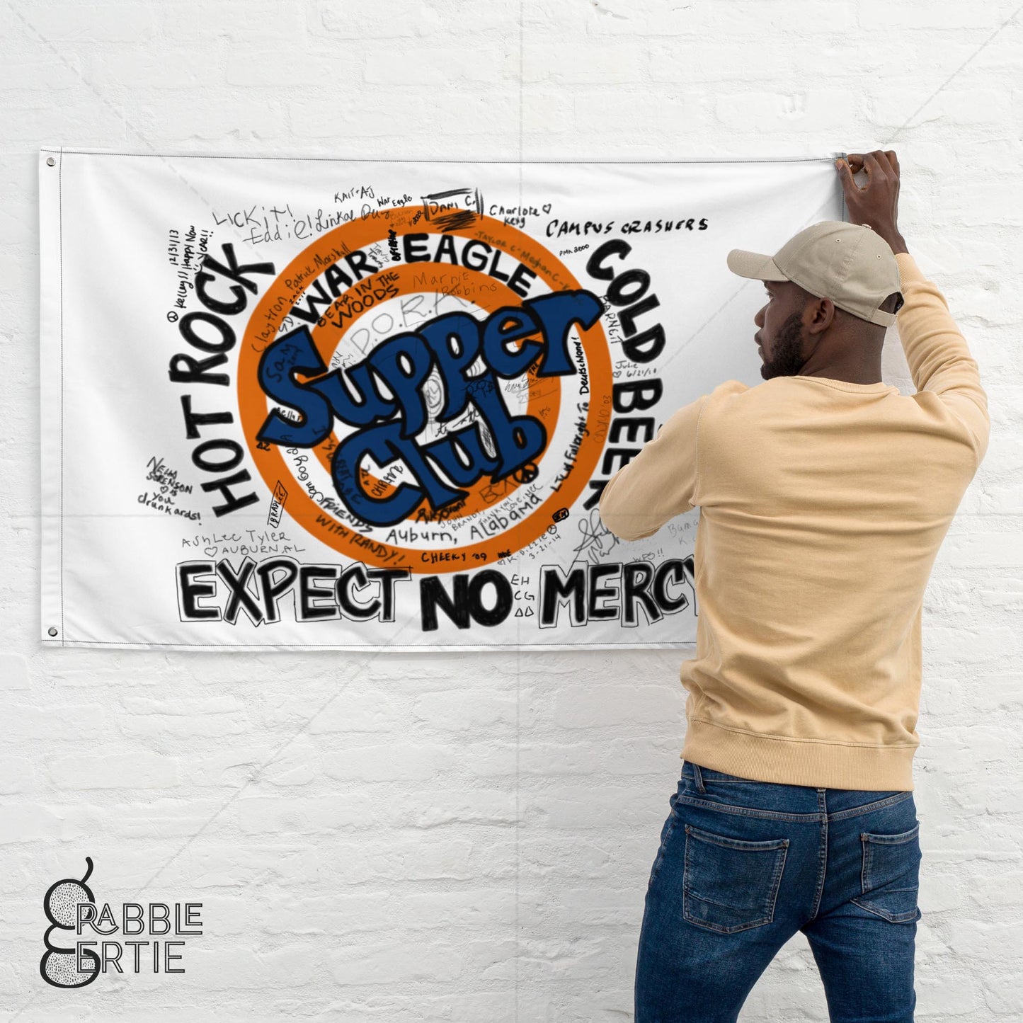 Retro Auburn Supper Club Graffiti Flag