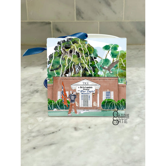 Auburn TKE House Watercolor Acrylic Ornament