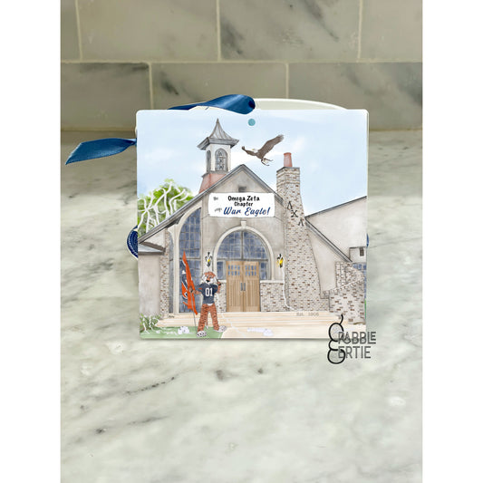 Auburn Lambda Chi House Watercolor Acrylic Ornament