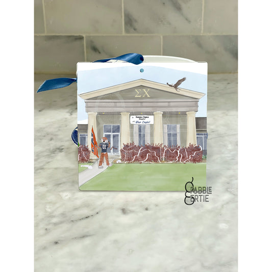 Auburn Sigma Chi House Watercolor Acrylic Ornament